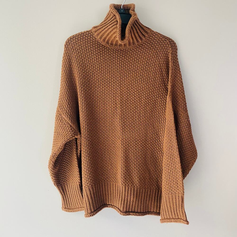 Collection by Cezele brown chunky high neck sweater (Size: S)